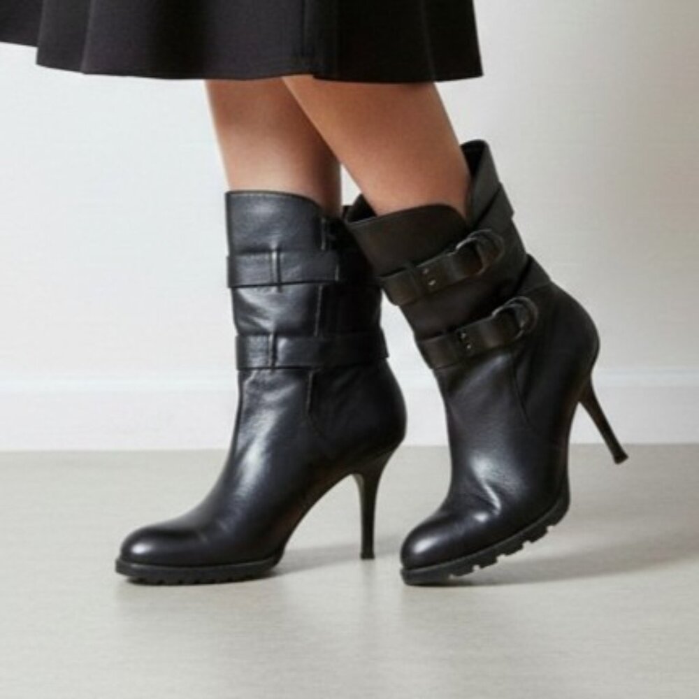 Coach Thelma Stiletto Black Mid-Calf Leather Boot Sz 10